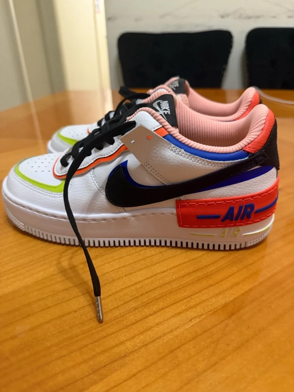 Nike Air Force 1 Women’s White with Neon Green, Pink & Black Accents